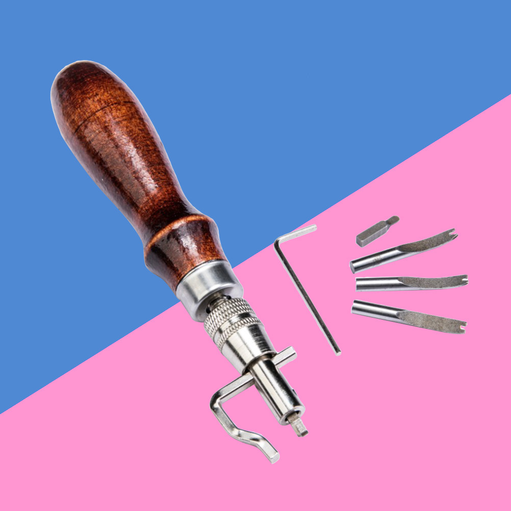 Groover Stitching Tool - 7点セットのクラフトツールキット：縫い目用溝切り、折り目付け、面取り、粗い縁のトリミングが可能。携帯性に優れた軽量作業用ツール。