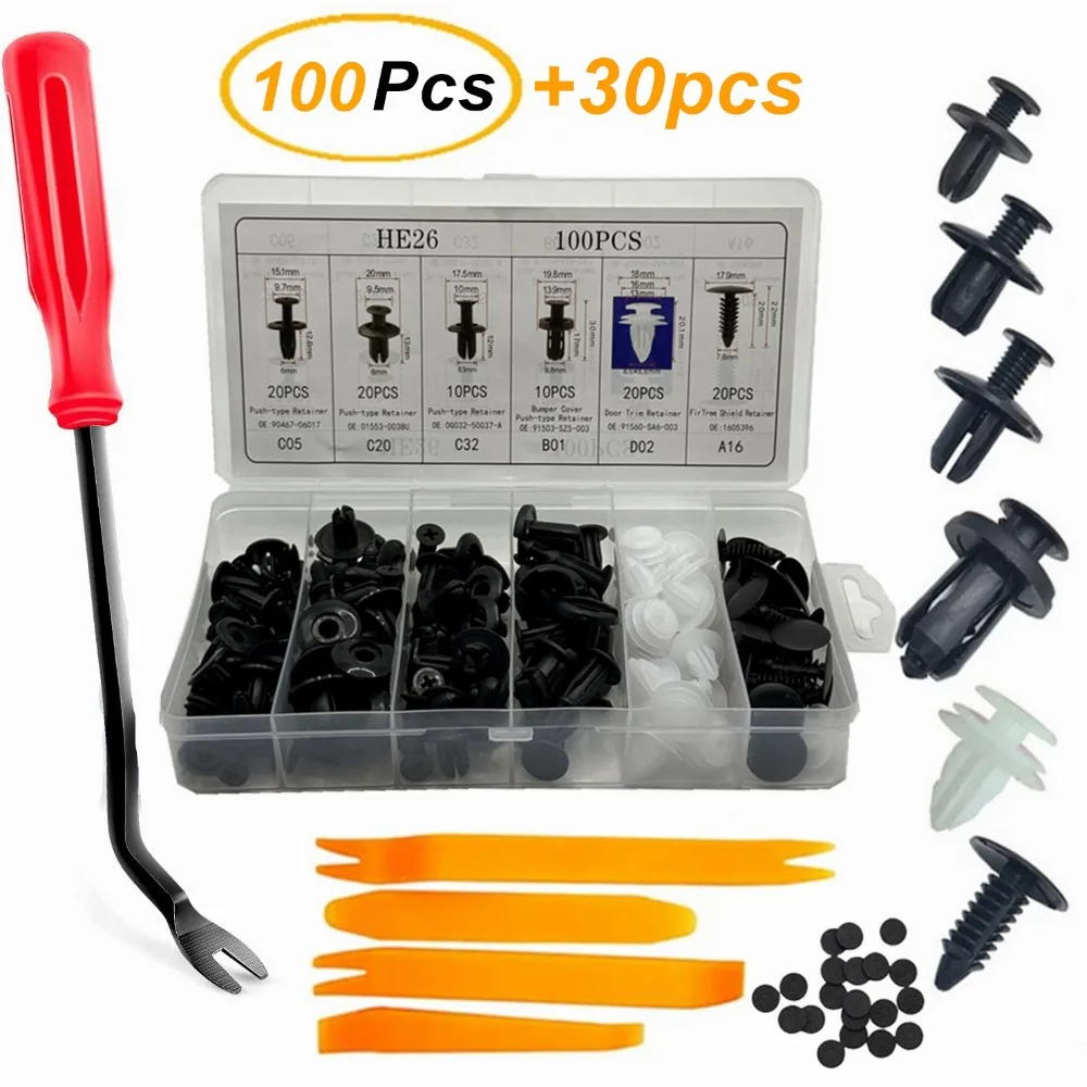 Rivet Setter Tool - 車のプラスチックファスナークリップ、フェンダー、リベット、ピン取り外し、リテーナー、リベットネジ、分解修理ツール、新品、35、100個