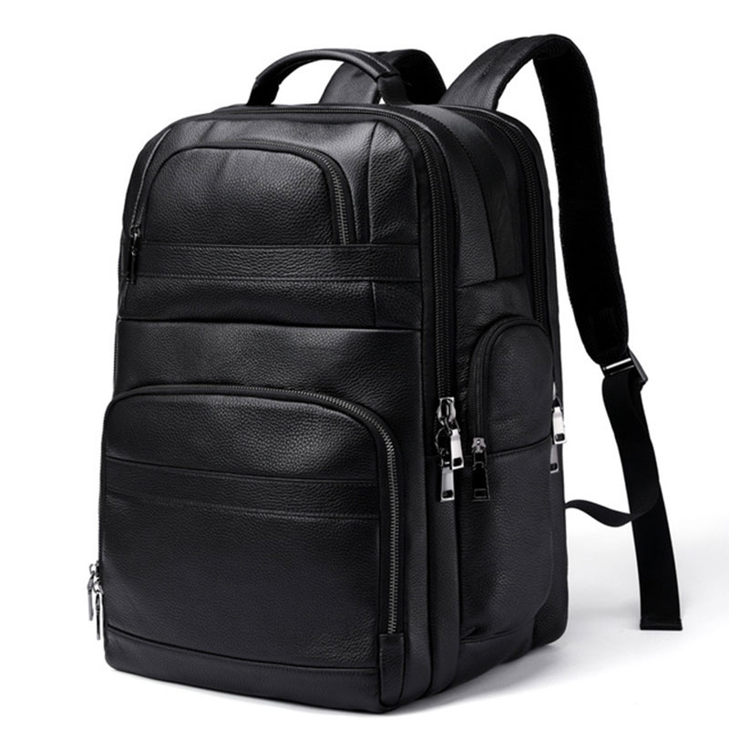 Leather Work Rucksack Mens - Luufan-本革のバックパック,男性用,USB付き,大容量,旅行,誕生日に最適,17インチのラップトップバッグ