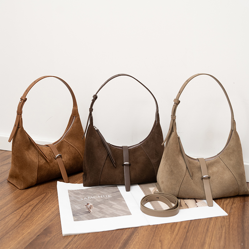 レディース スエード ハンドバッグ デザイナー スタイル フ - Leatherwork Designs のレビューと価格