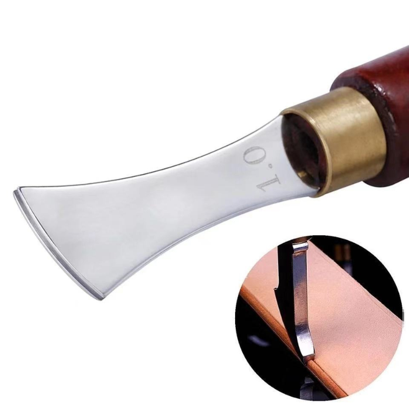 赤い木製ハンドル付き革漉き型抜き工具、扇形溝切り器、革工芸用 - Groover Stitching Tool のレビューと価格
