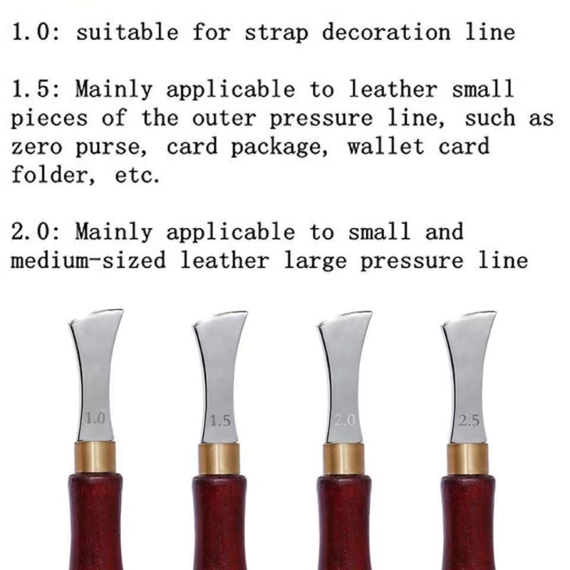 赤い木製ハンドル付き革漉き型抜き工具、扇形溝切り器、革工芸用 - Groover Stitching Tool のレビューと価格
